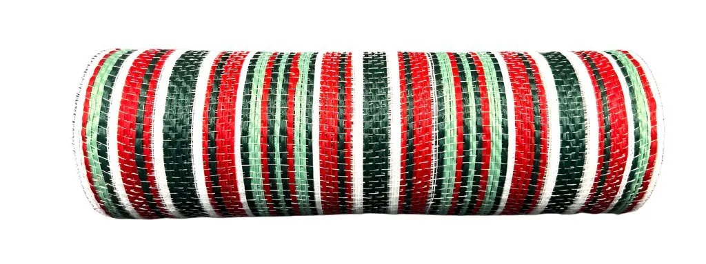 10" Striation Stripes Fabric Mesh: Hunter Green, Red, Mint, White (10 Yards) XB240910-07