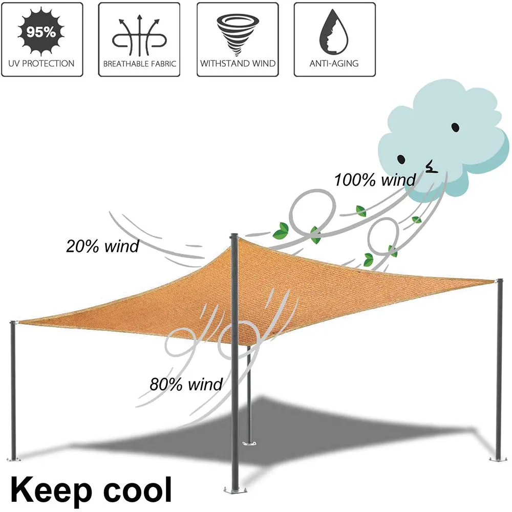 10'x'12' Rectangle Patio Sun Shade Sail (Sand Color)