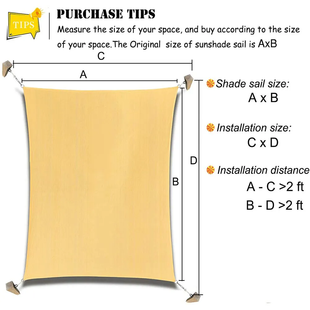 10'x'12' Rectangle Patio Sun Shade Sail (Sand Color)