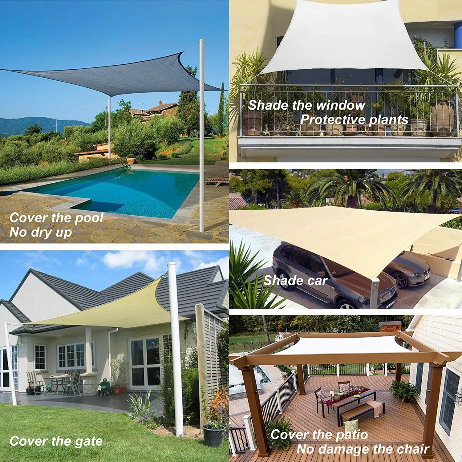 12'x'16' Rectangle Patio Sun Shade Sail（Grey Color）