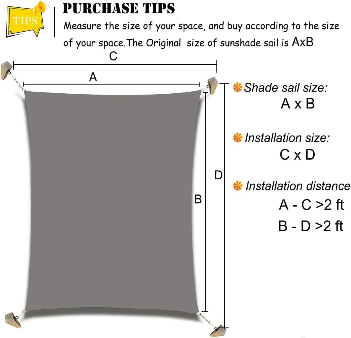 12'x'16' Rectangle Patio Sun Shade Sail（Grey Color）