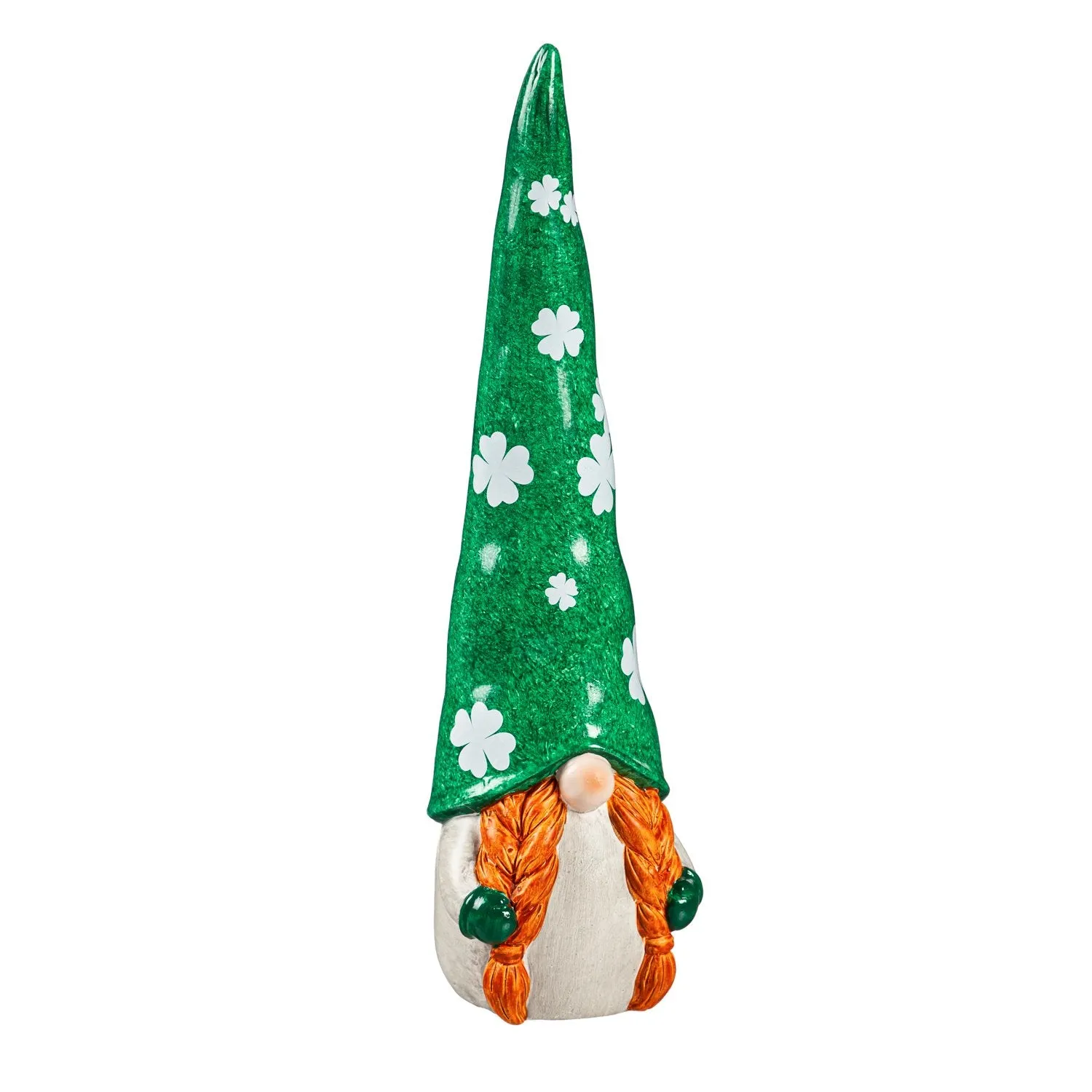 13"H Ceramic St. Patrick's Gnome Garden Statuary, Set of 2,2cg436
