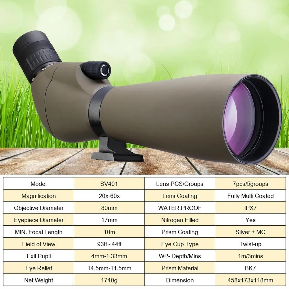 20-60x  80mm HD Spotting Scope