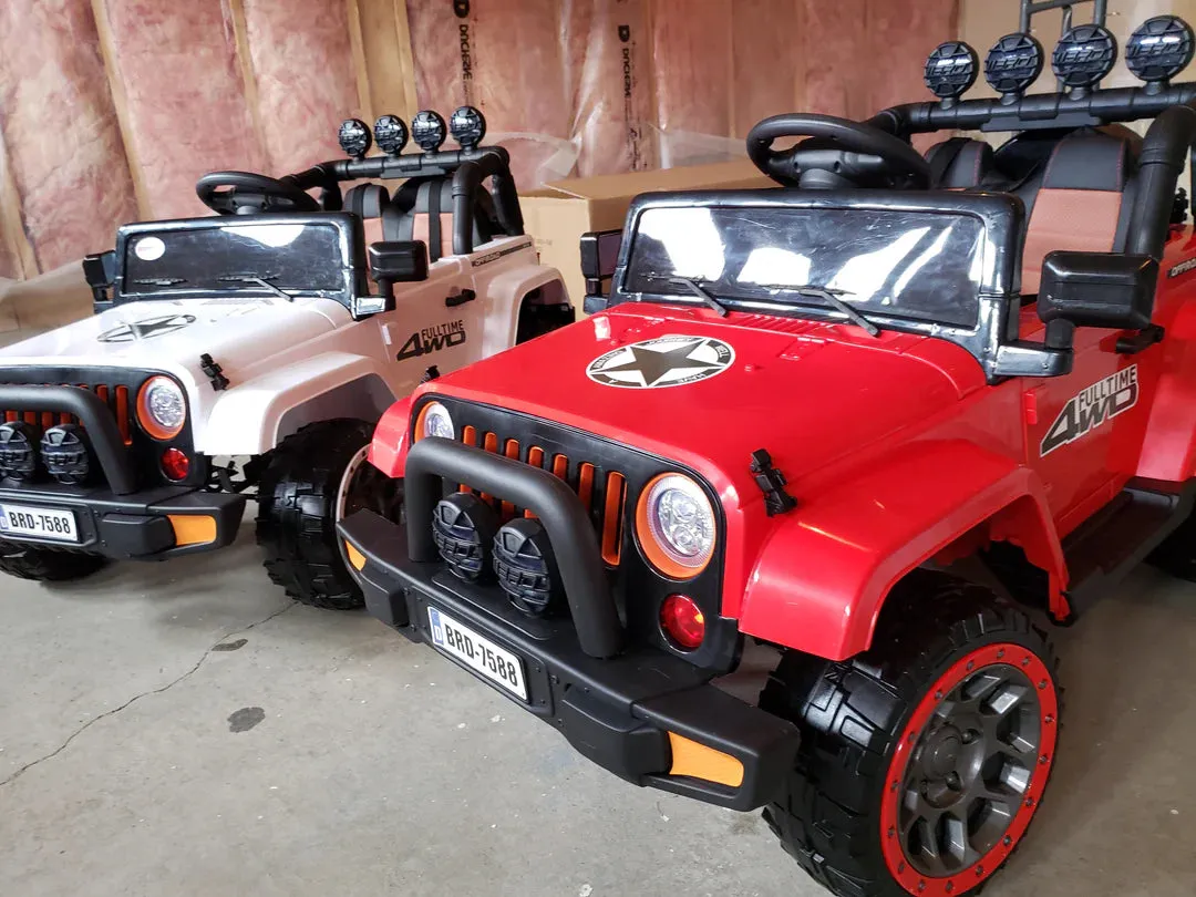 2025 Super Cool All Terrain Jeep | Small 2 Seater | 2 Colours | Rubber Tires | Leather Seat | Ages 3-6 | Remote
