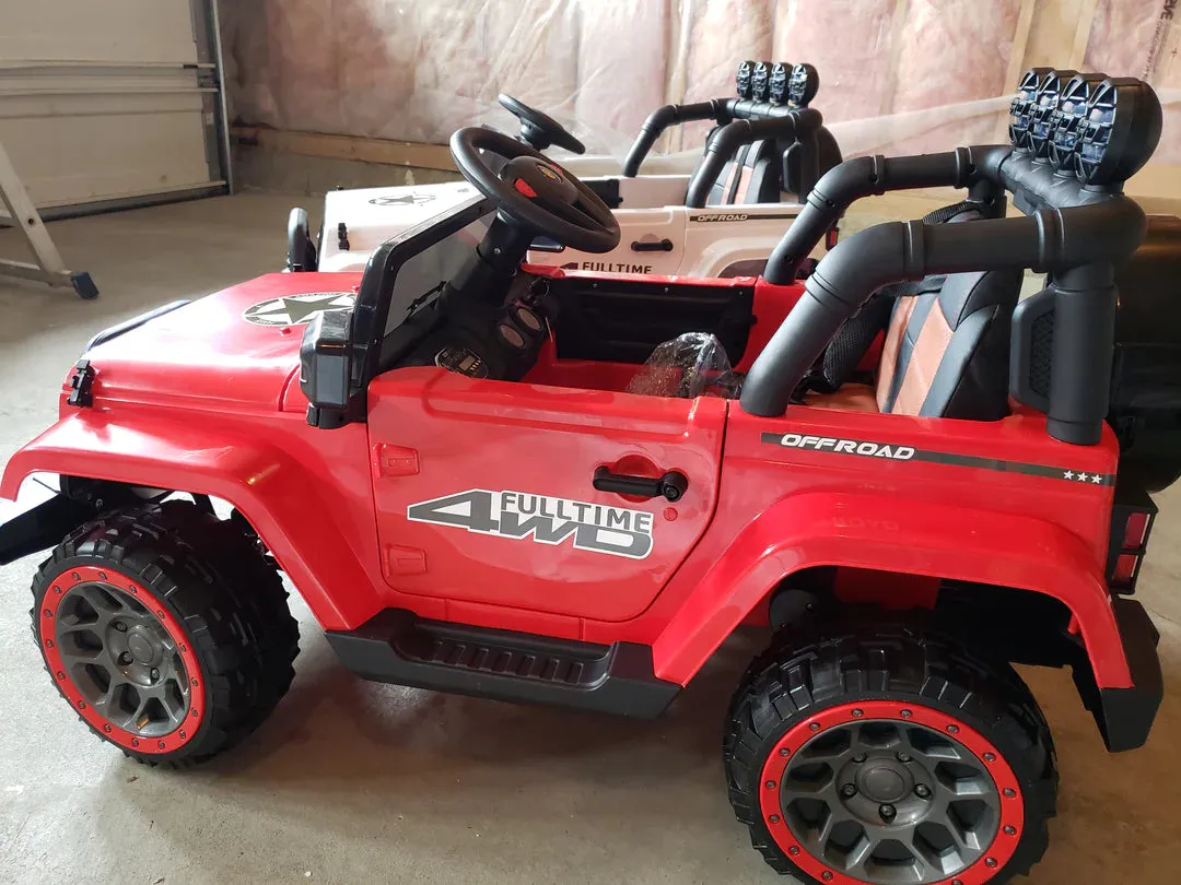 2025 Super Cool All Terrain Jeep | Small 2 Seater | 2 Colours | Rubber Tires | Leather Seat | Ages 3-6 | Remote