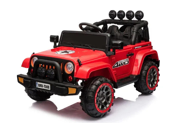 2025 Super Cool All Terrain Jeep | Small 2 Seater | 2 Colours | Rubber Tires | Leather Seat | Ages 3-6 | Remote