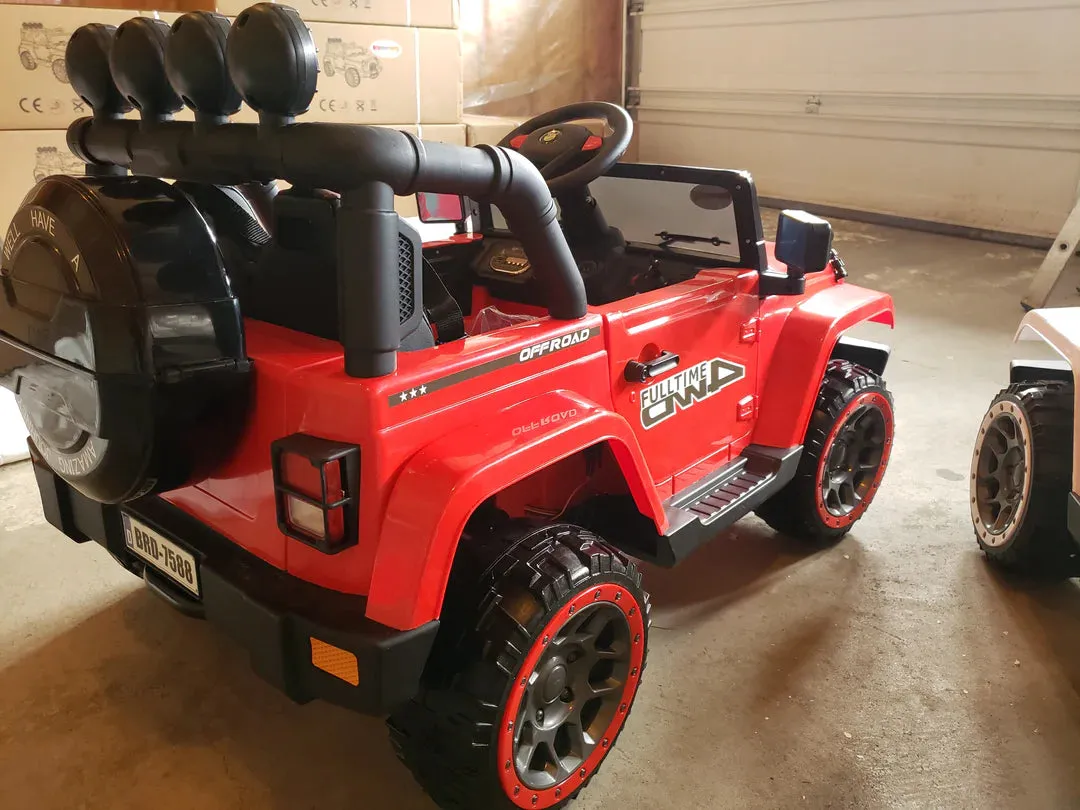2025 Super Cool All Terrain Jeep | Small 2 Seater | 2 Colours | Rubber Tires | Leather Seat | Ages 3-6 | Remote