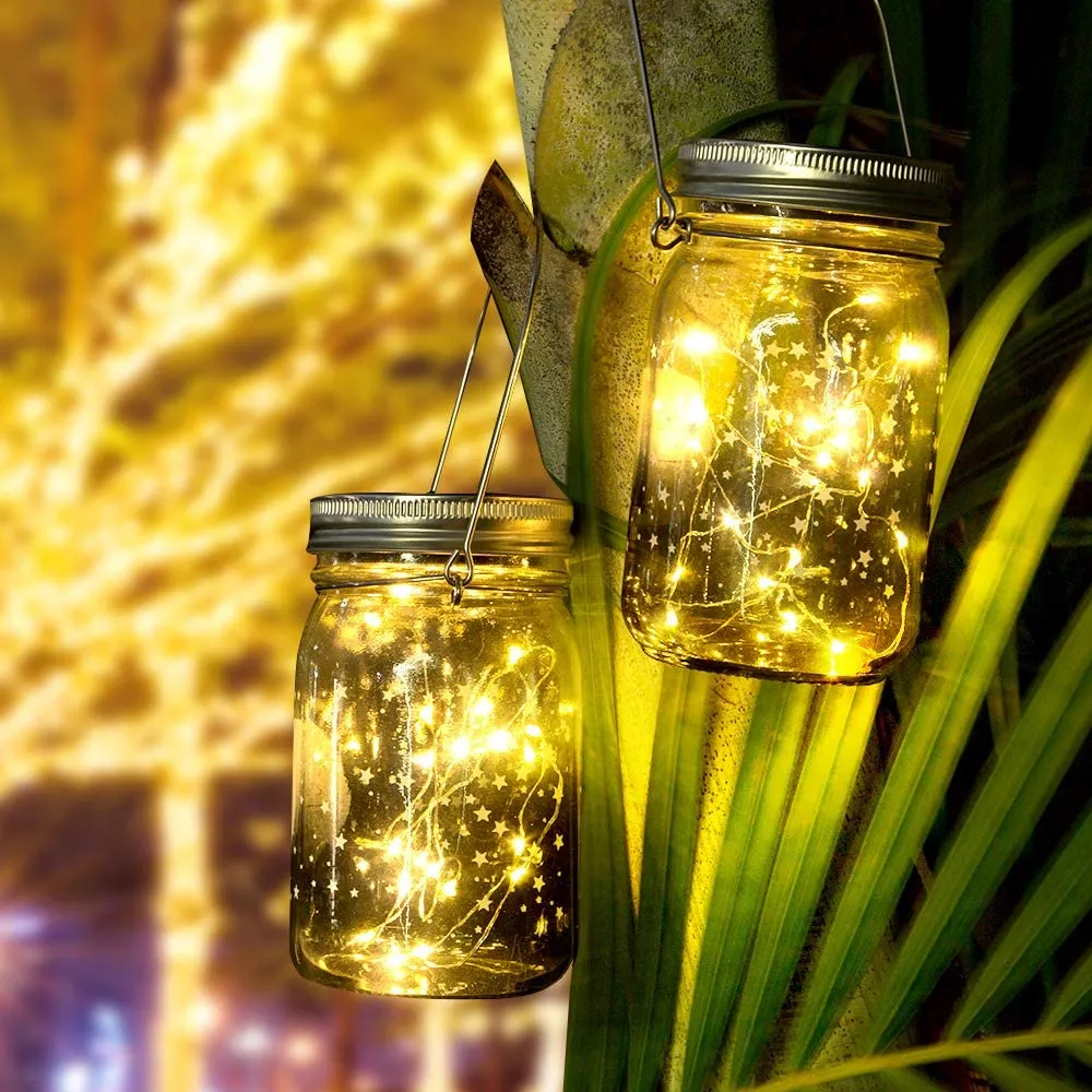 3 Pack Waterproof Solar Lights Outdoor Mason Jar with String Lights