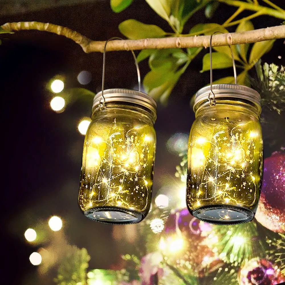 3 Pack Waterproof Solar Lights Outdoor Mason Jar with String Lights