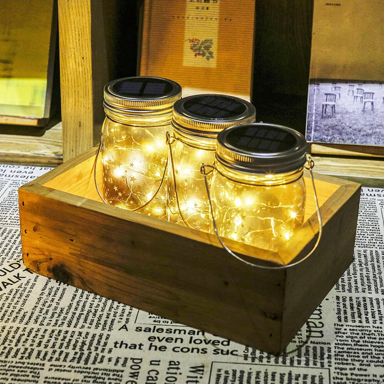 3 Pack Waterproof Solar Lights Outdoor Mason Jar with String Lights
