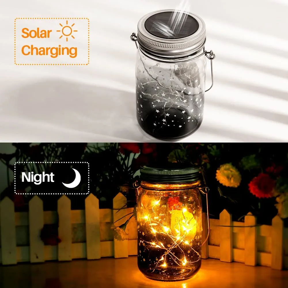 3 Pack Waterproof Solar Lights Outdoor Mason Jar with String Lights