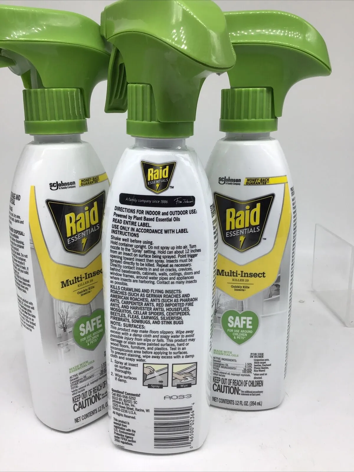 (3) Raid Essentials Multi-Insect Killer 29 Safe for Children Pets 12 oz