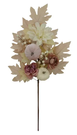30" Pumpkin, Dahlia, Rose Spray: Beige, Pink, Mulberry - 84431
