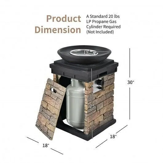 40000BTU Outdoor Propane Burning Fire Bowl Column Realistic Look Firepit Heater-