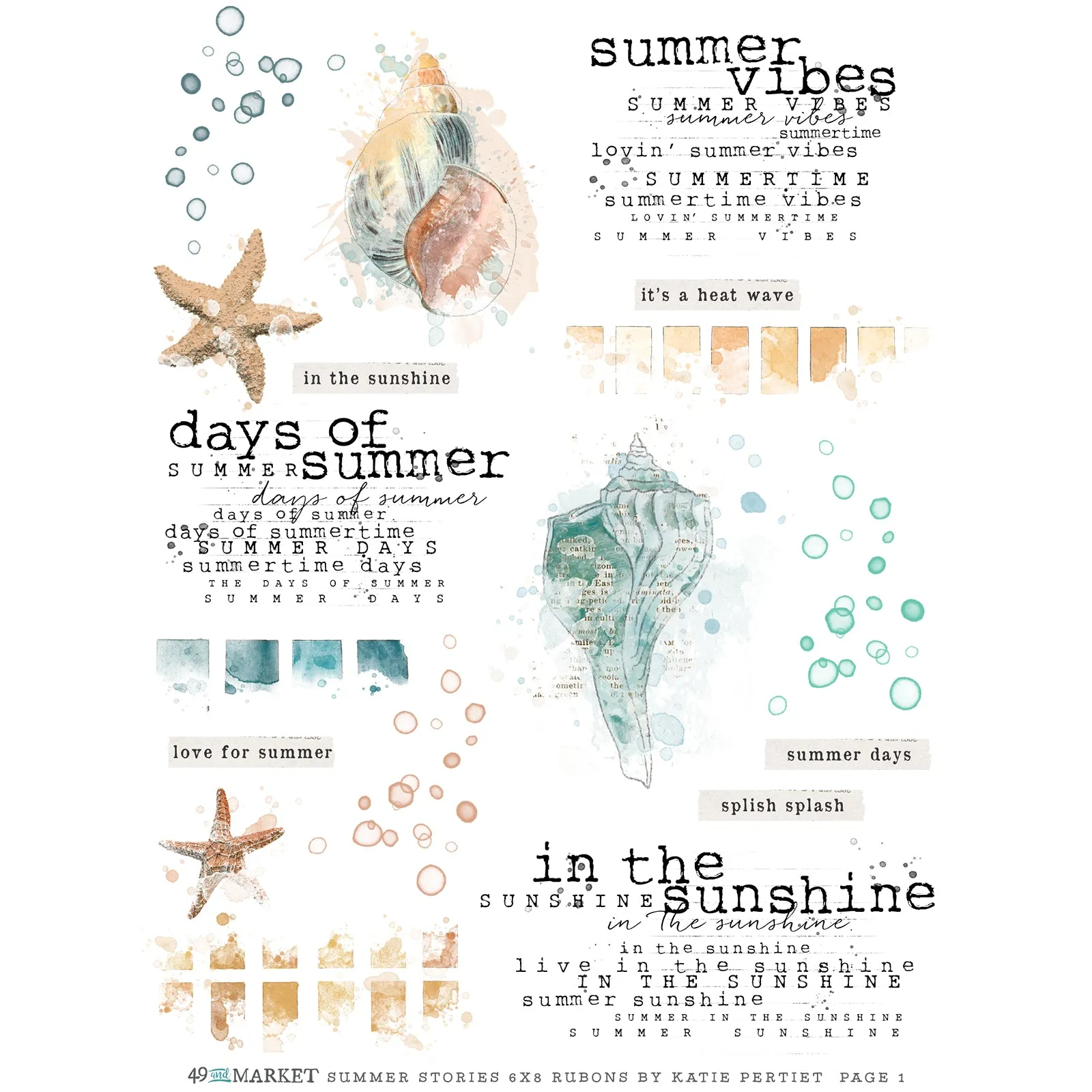 49 & Market - Summer Stories - Rub-on Transfer Set