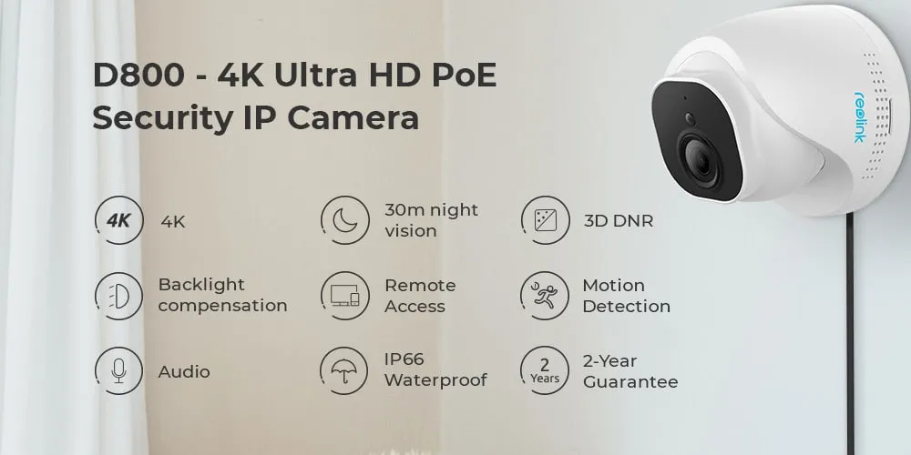 4K security camera PoE outdoor nightvision IP66 waterproof audio dome 8MP ip camera D800