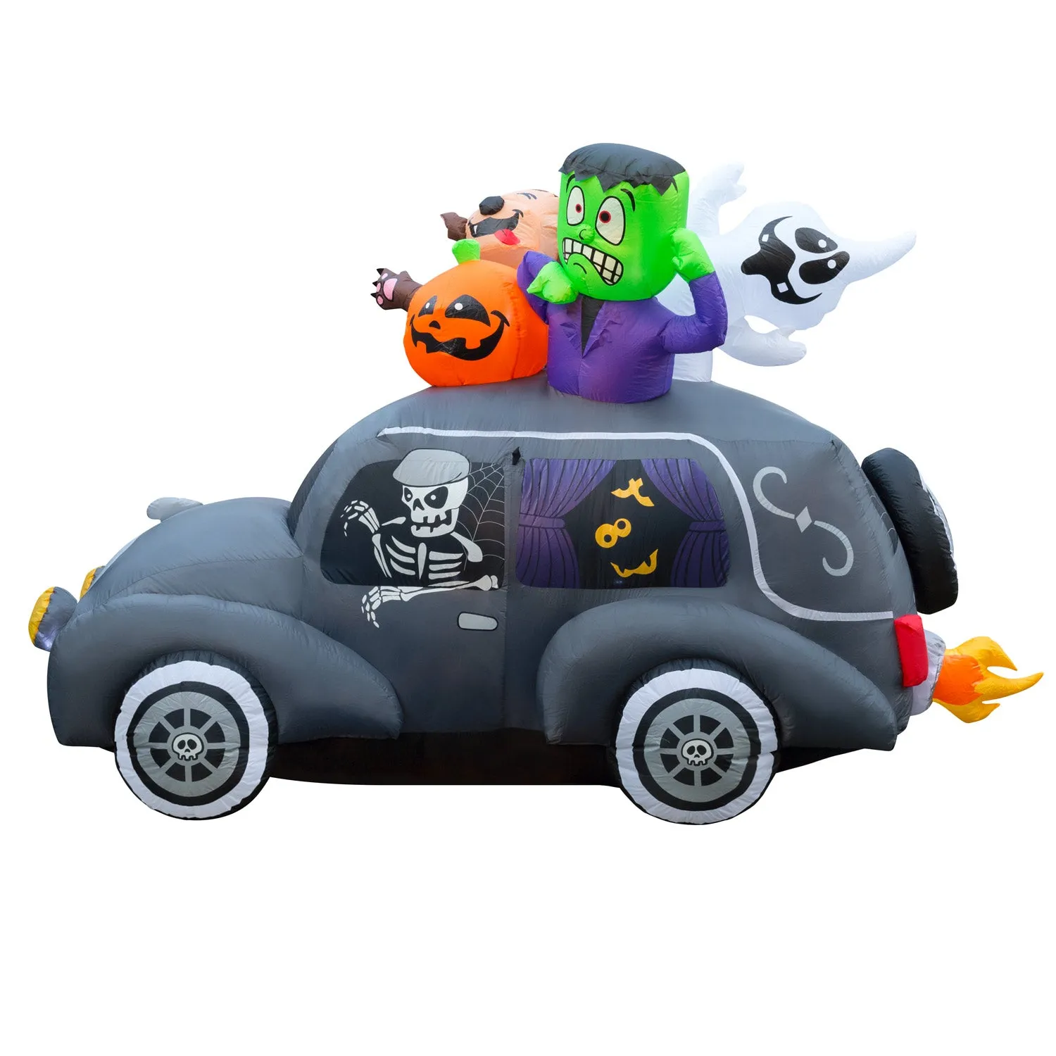 5.5 ft Inflatable Halloween Monster Hearse Yard Decoration