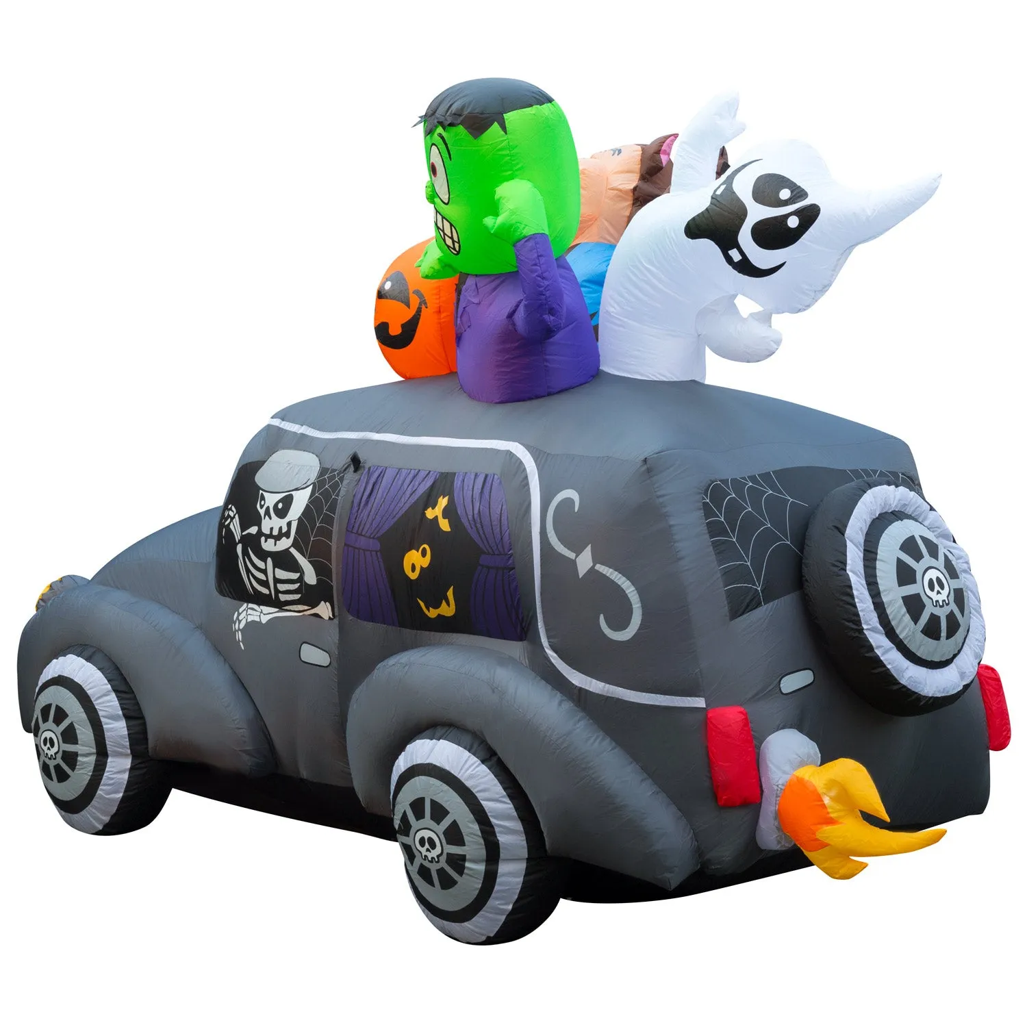 5.5 ft Inflatable Halloween Monster Hearse Yard Decoration