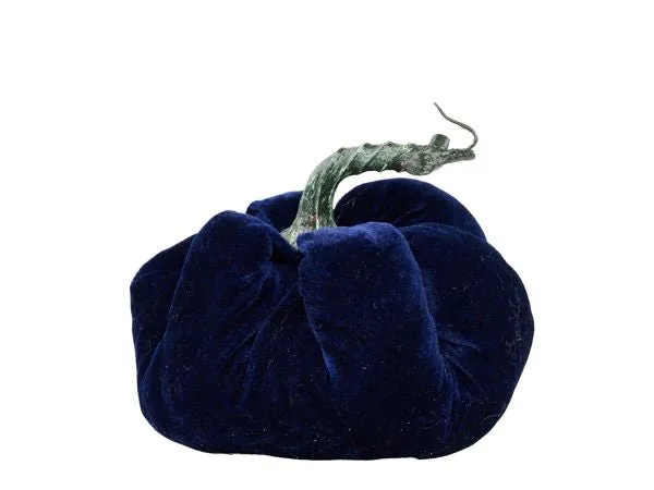 5.5" Dia x 4"H Velvet Pumpkin: Navy Blue - HA048419