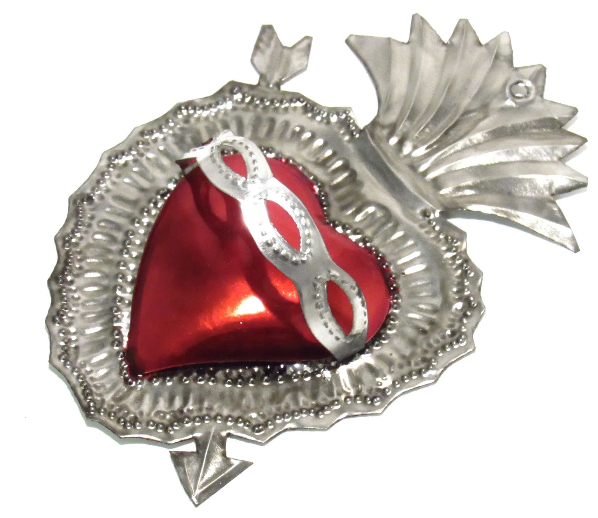 6" Wall Hanging Hand Punched Tin Sacred Heart TSH002