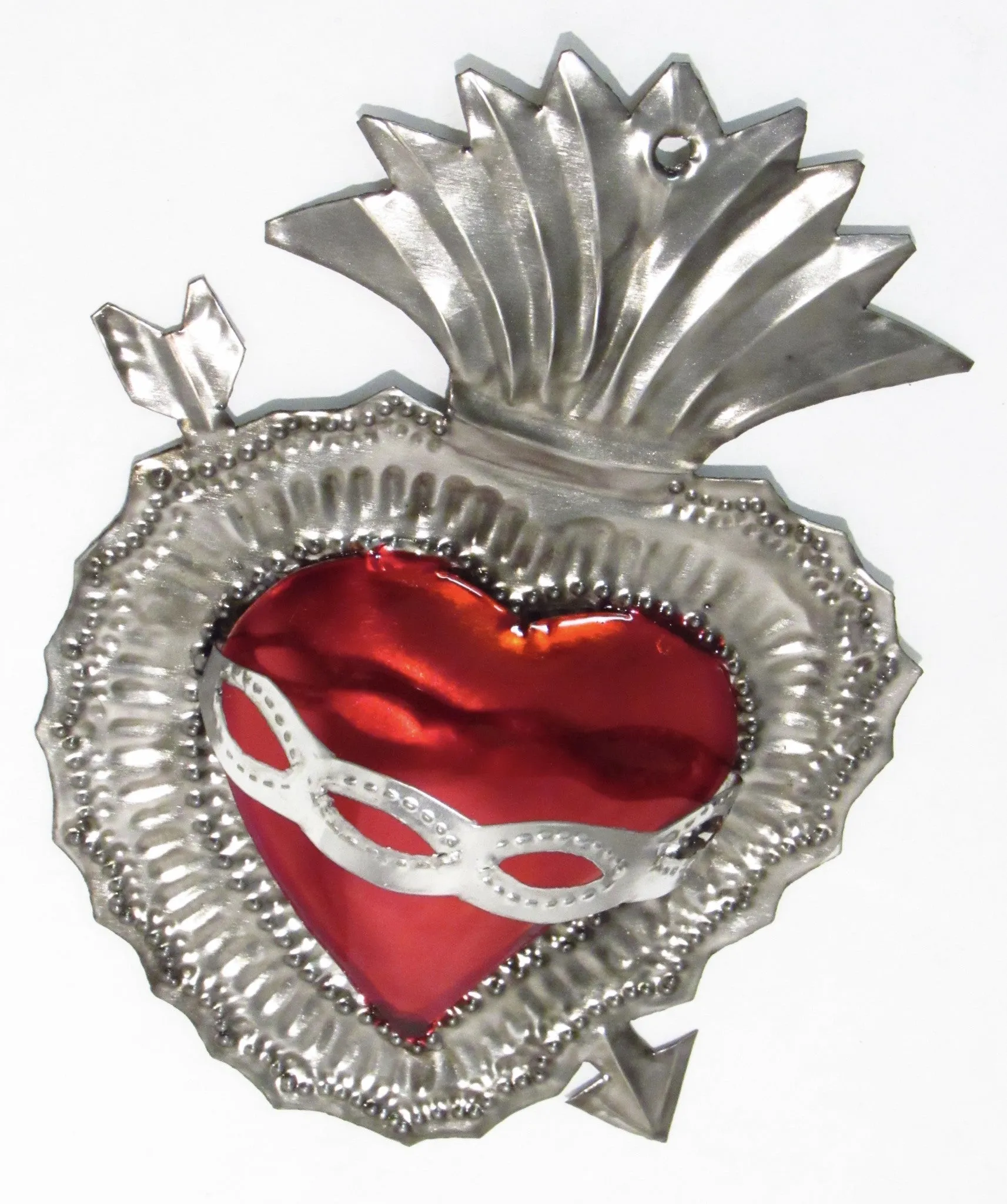 6" Wall Hanging Hand Punched Tin Sacred Heart TSH002