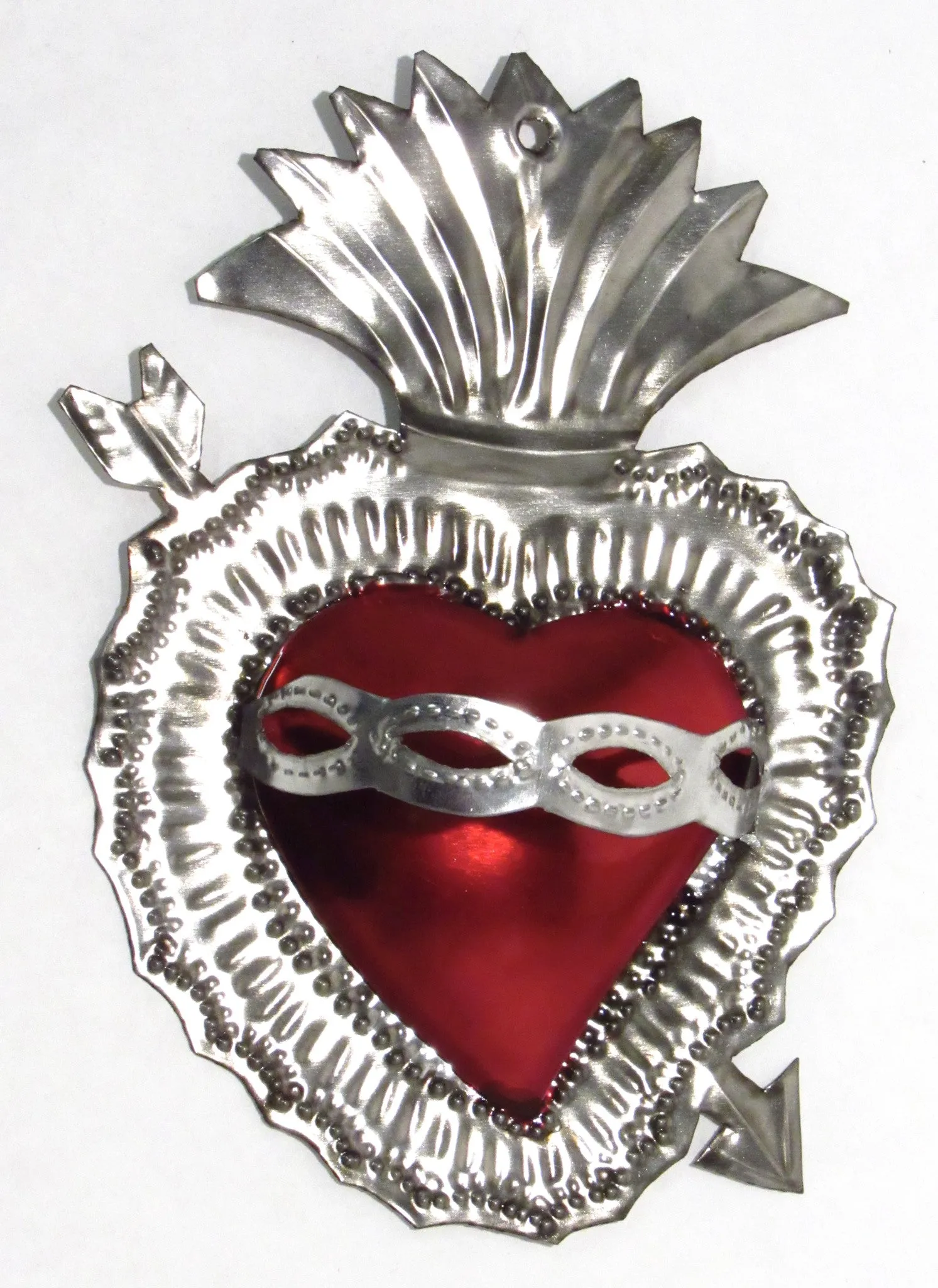 6" Wall Hanging Hand Punched Tin Sacred Heart TSH002