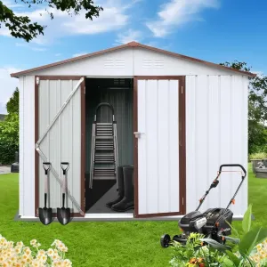 6x8 FT Metal Tool Shed, Galvanized Steel Large Outdoor Storage Shed