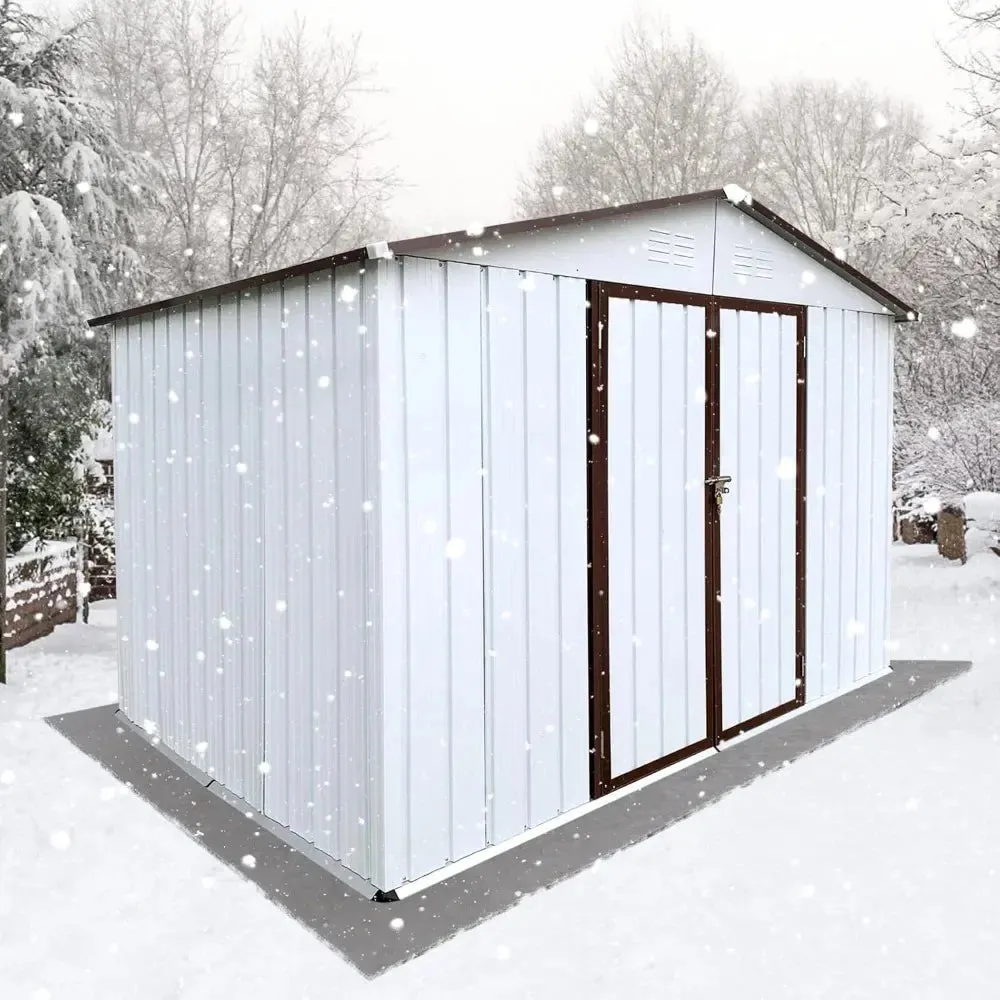 6x8 FT Metal Tool Shed, Galvanized Steel Large Outdoor Storage Shed