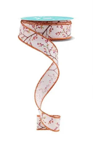 7/8" Mini Berry Branch: Cream, Burgundy, Orange (10 Yards) RGF7472C2