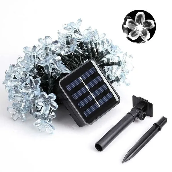 7M Solar LED String Lights Outdoor Waterproof Sakura Flower Fairy Light