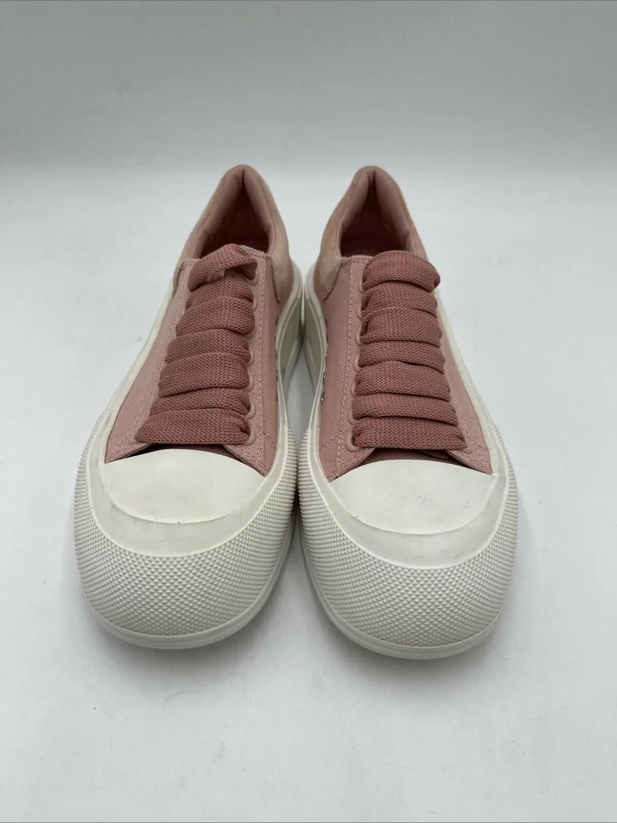 Alexander McQueen “DECK” Pink Canvas/Leather Low Top Lace Up Sneakers, 35.5D - Very Good