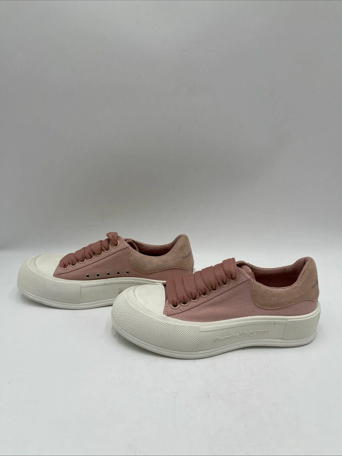 Alexander McQueen “DECK” Pink Canvas/Leather Low Top Lace Up Sneakers, 35.5D - Very Good