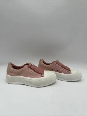 Alexander McQueen “DECK” Pink Canvas/Leather Low Top Lace Up Sneakers, 35.5D - Very Good