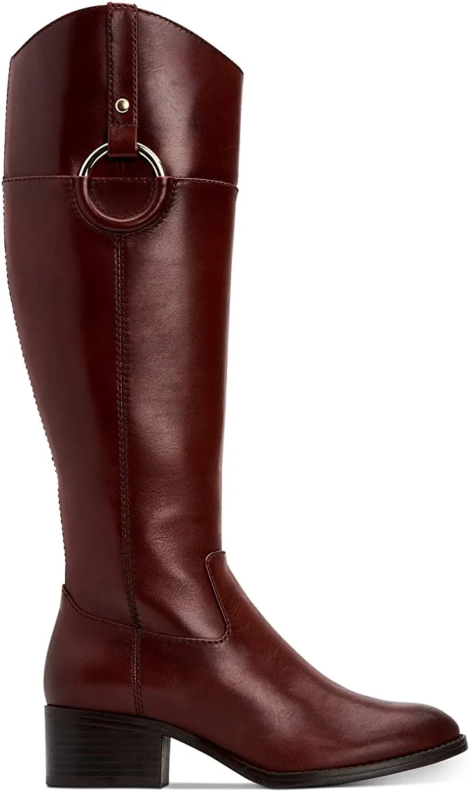 Alfani Womens Bexleyy Wide Calf Leather Riding Boots Red 7.5 Medium (B,M)
