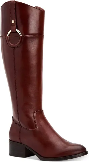 Alfani Womens Bexleyy Wide Calf Leather Riding Boots Red 7.5 Medium (B,M)