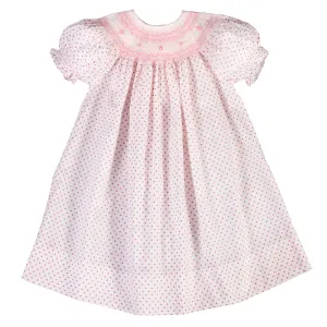 Amelia Pink Fuchsia Dot English Smocked Bishop