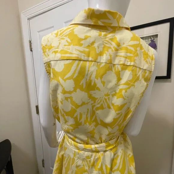 Ann Taylor Floral Cotton Fit and Flare yellow dress size 16