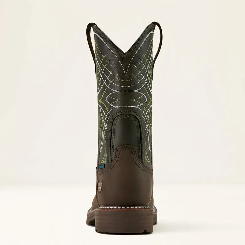 Ariat Men's Activator 11" Steel Toe WP Western Work Boot- Brown/Green- 10060892