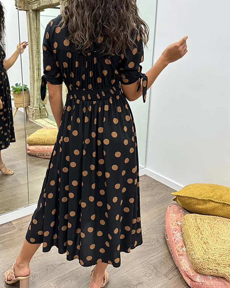 Aubrey™ - V-Neck Polka Dot Dress