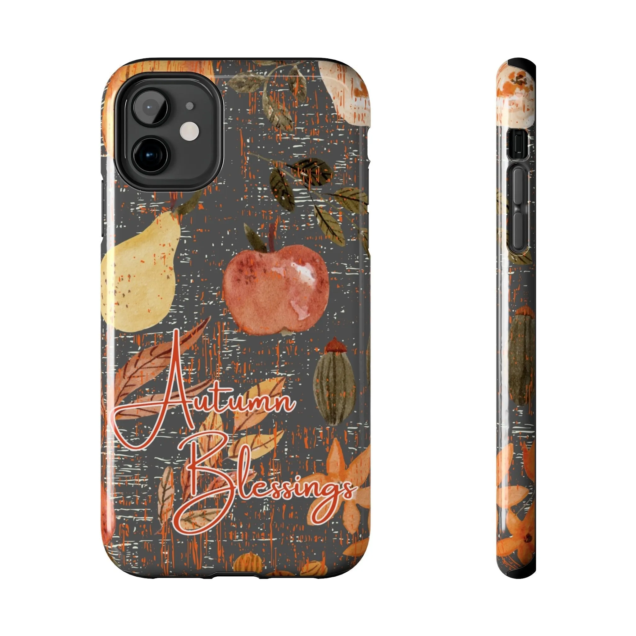 Autumn Blessings Fall Fruit Charcoal Cell Phone Case - Seasonal Harvest Design