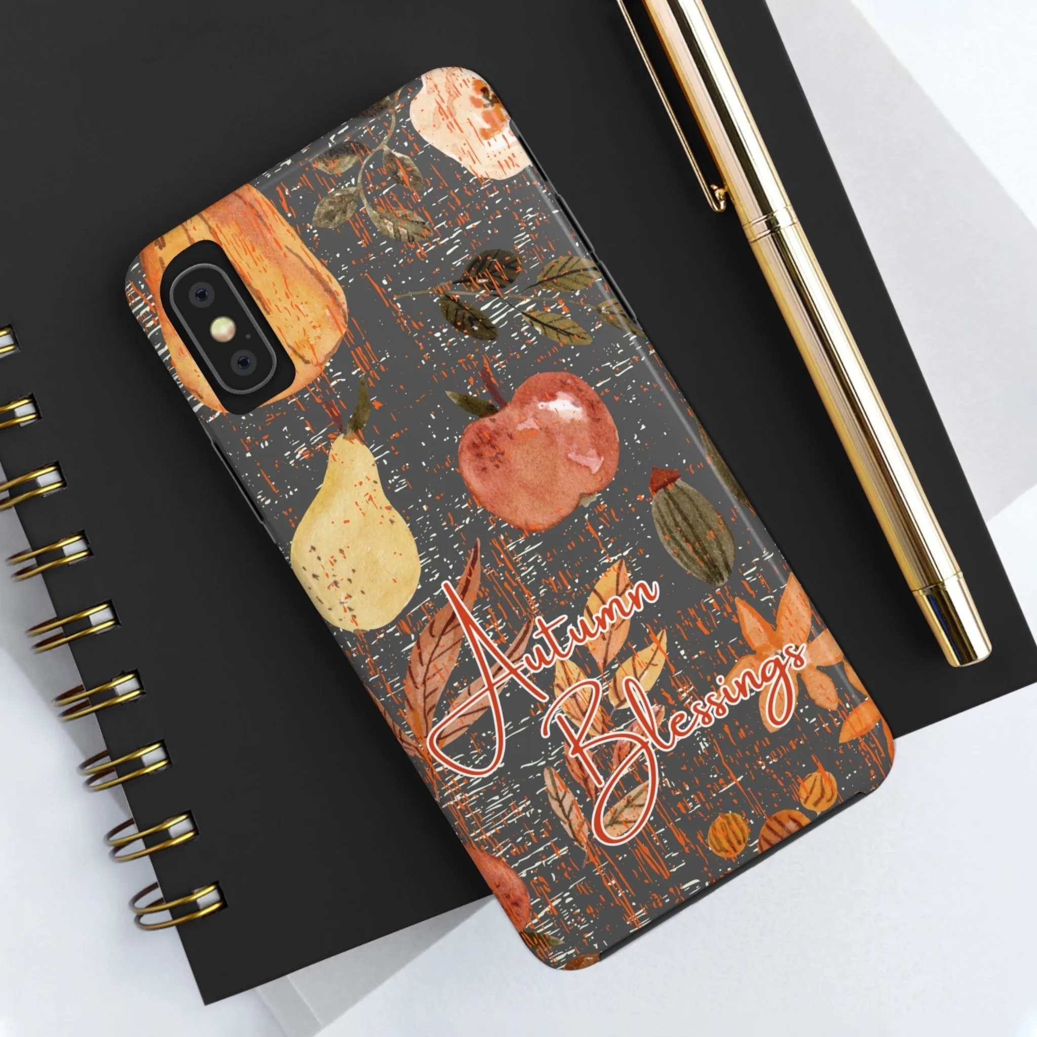 Autumn Blessings Fall Fruit Charcoal Cell Phone Case - Seasonal Harvest Design