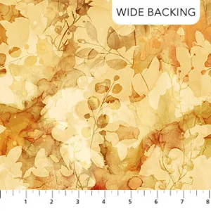 Autumn Breeze by Northcott - 108" Wide Quilt Backing - Ochre Leaf by the yard 3613