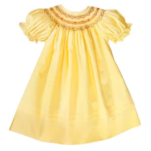 Autumn Sunshine Yellow English Smocked Bishop w/Pleated Hem