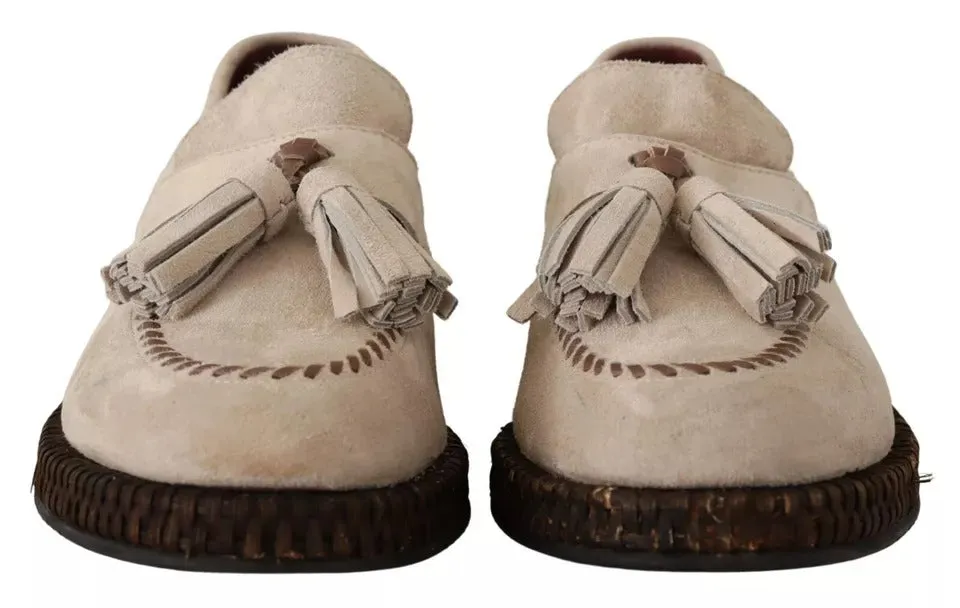 Beige Moccasins Slip On Leather Men Shoes