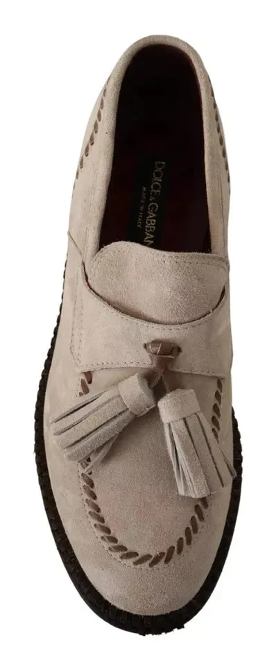 Beige Moccasins Slip On Leather Men Shoes