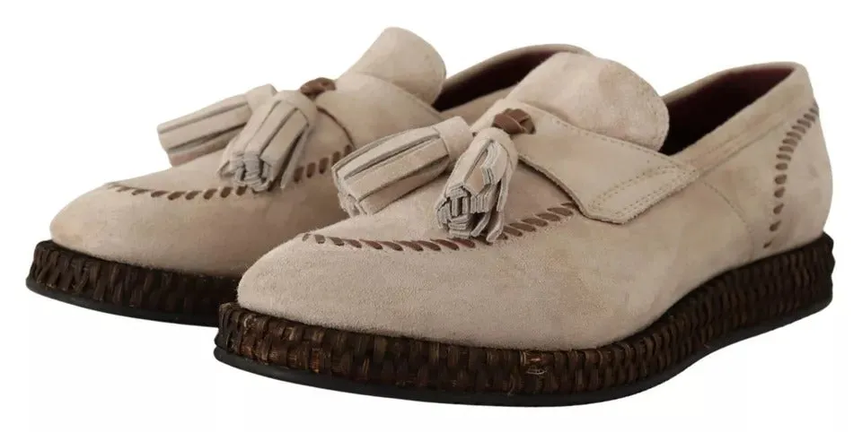 Beige Moccasins Slip On Leather Men Shoes