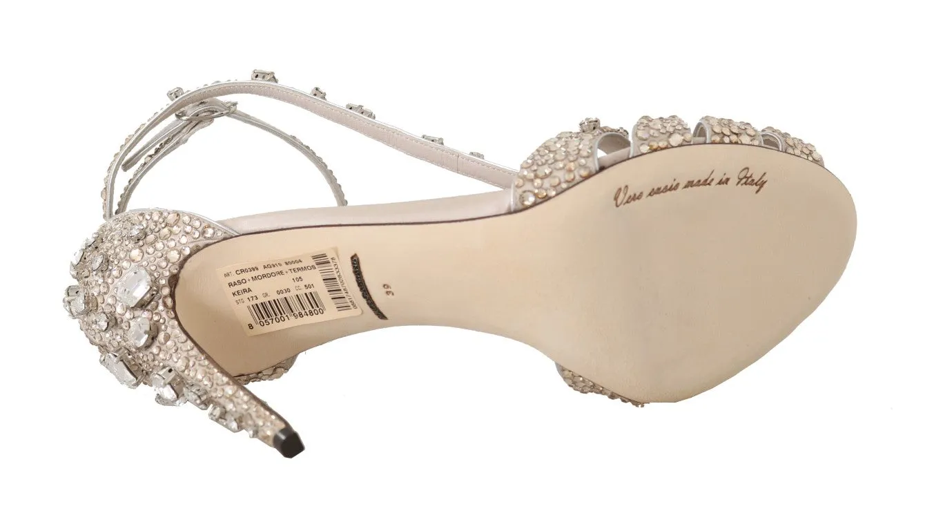 Beige Silk Crystal Strass Sandal