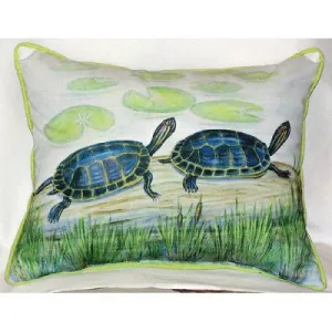 Betsy Drake Two Turtles Pillow- Indoor/Outdoor