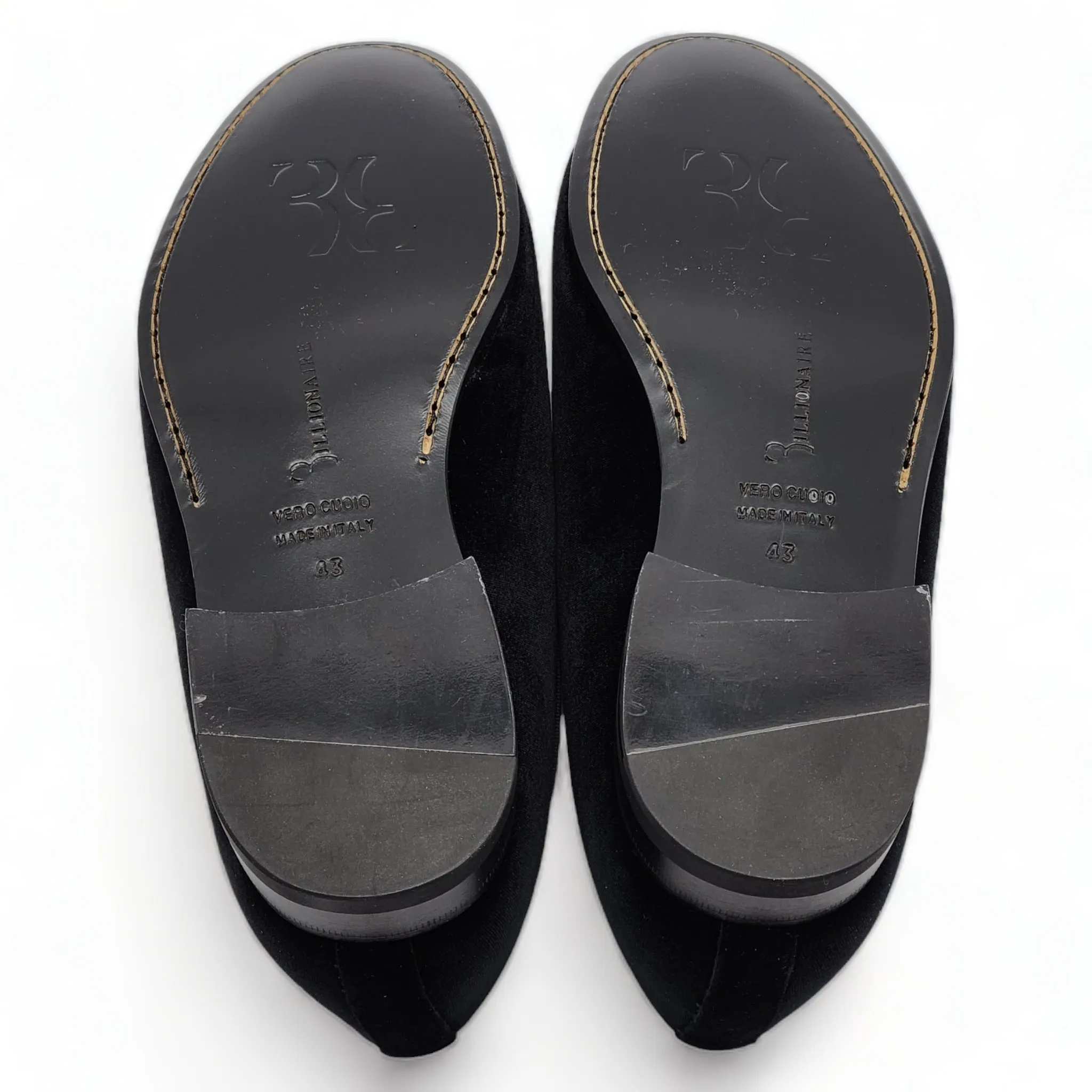 Billionaire Velvet Loafers Crest  in Black