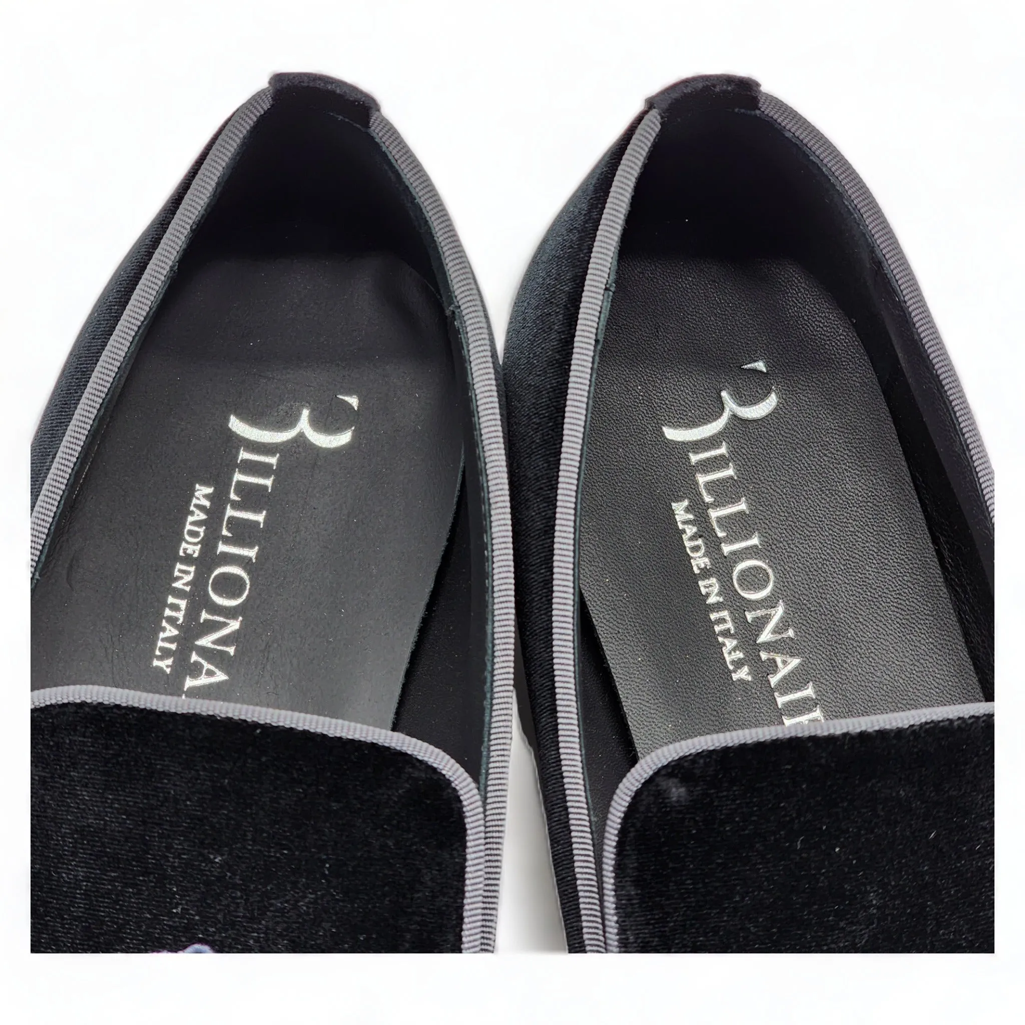 Billionaire Velvet Loafers Crest  in Black